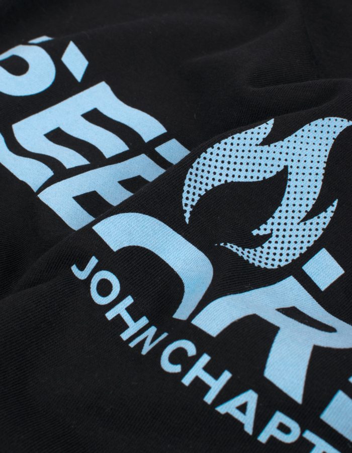 koszulki upominki chrześcijańskie, czarna koszulka Reborn z błękitnym napisem Ew.Jana 3 rozdział