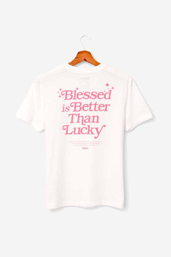 Koszulka Chrześcijańska damska. Blessed is Better Than Lucky