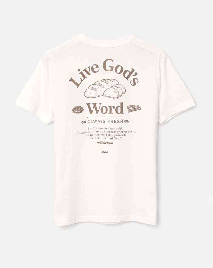 t-shirt chrześcijański z nadrukiem "Live God's Word".