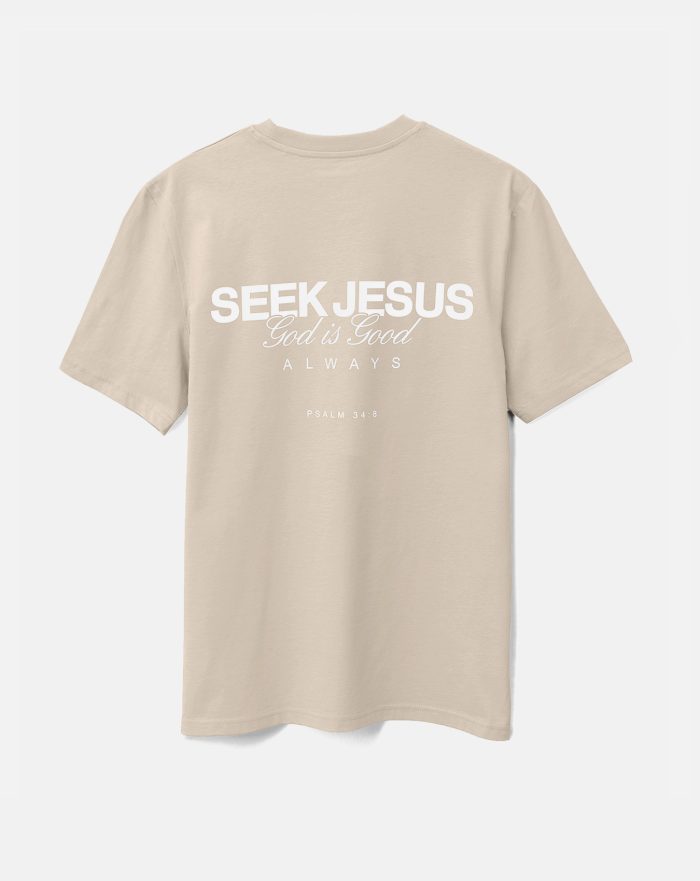 Koszulka chrześcijańska z nadrukiem "God is Good" kolor beżowy