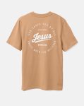 chrześcijańska koszulka męska z nadrukiem Jesus Saved Me kolor beżowy . Bawełna organiczna rewelacyjna jakość. T-shirt christian