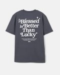 Chrześcijański T-shirt Blessed is Better than Lucky kolor grafitowy