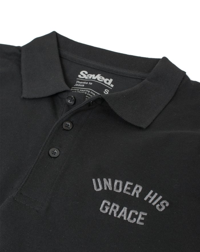 Koszulka Polo chrześcijańska z haftem UNDER HIS GRACE
