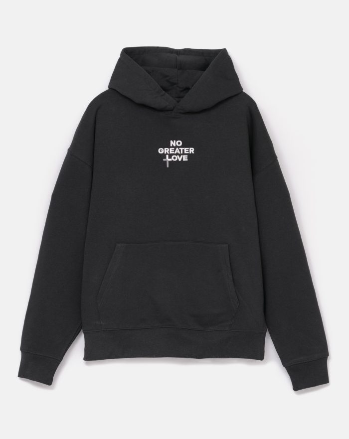 Bluza chrześcijańska z haftem No Greater Love kolor czarny