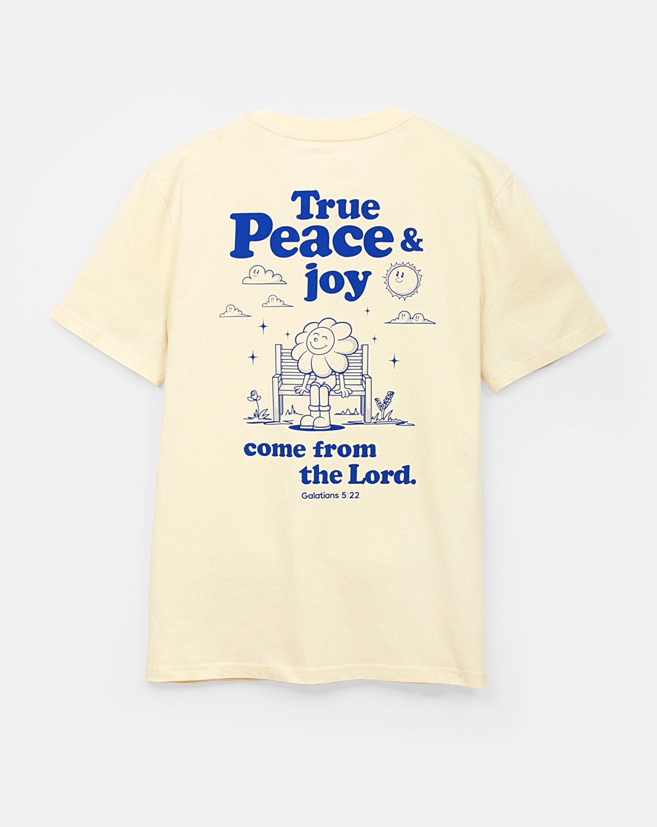 Koszulki Chrześcijańskie 15 Tył koszulki chrześcijańskiej True Peace & Joy – Pale Yellow – Saved